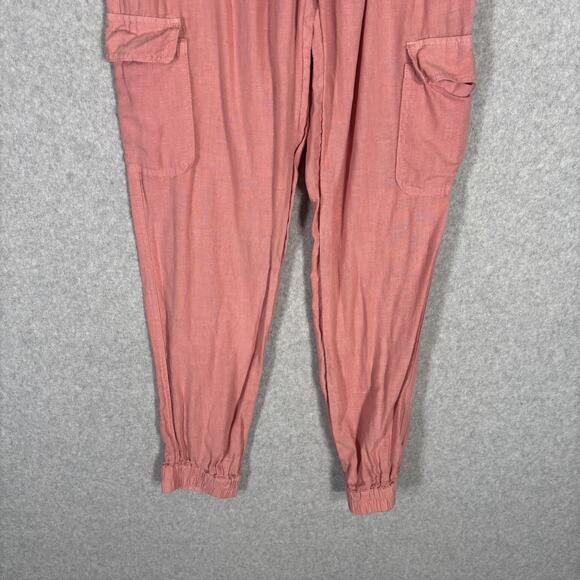 Nicole Miller Cargo Linen Jogger Pants Medium Comfort GORP Resort Cruise Elastic - Picture 3 of 10